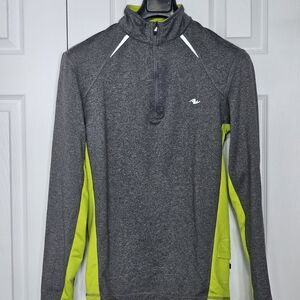 Athletic Works Gray & Lime Half-Zip Performance Jacket